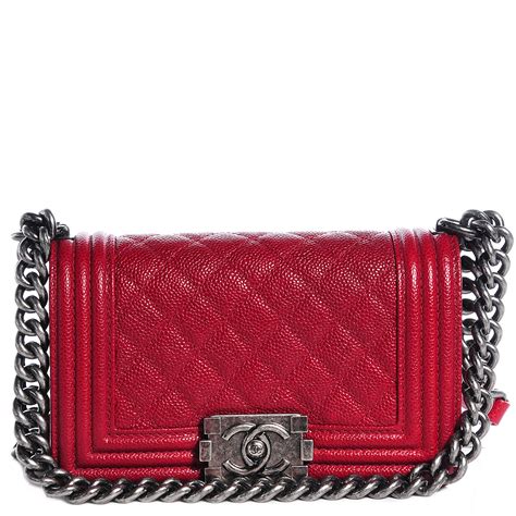 chanel boy bag small red caviar|Chanel Small Red Chevron Caviar Boy Bag .